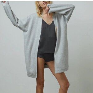 Lunya Cozy cotton silk button front cardigan mellow grey heather $248 L/XL